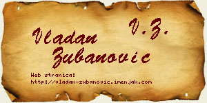 Vladan Zubanović vizit kartica